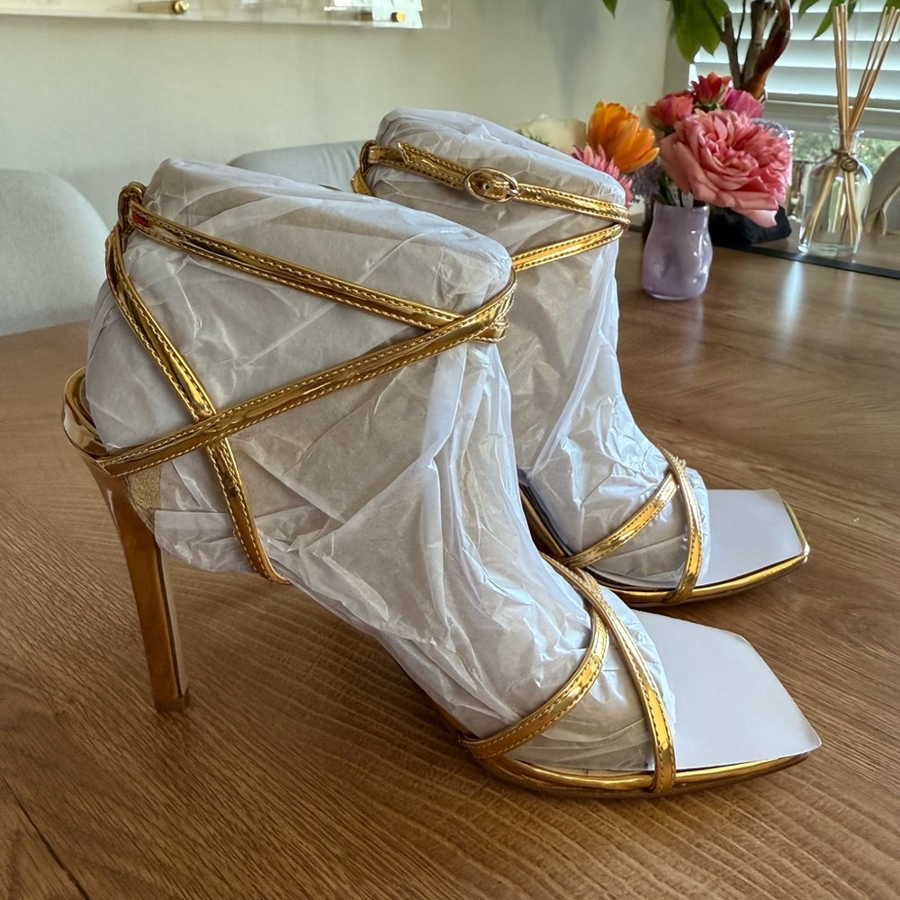 Nine West Gold Strappy Heels